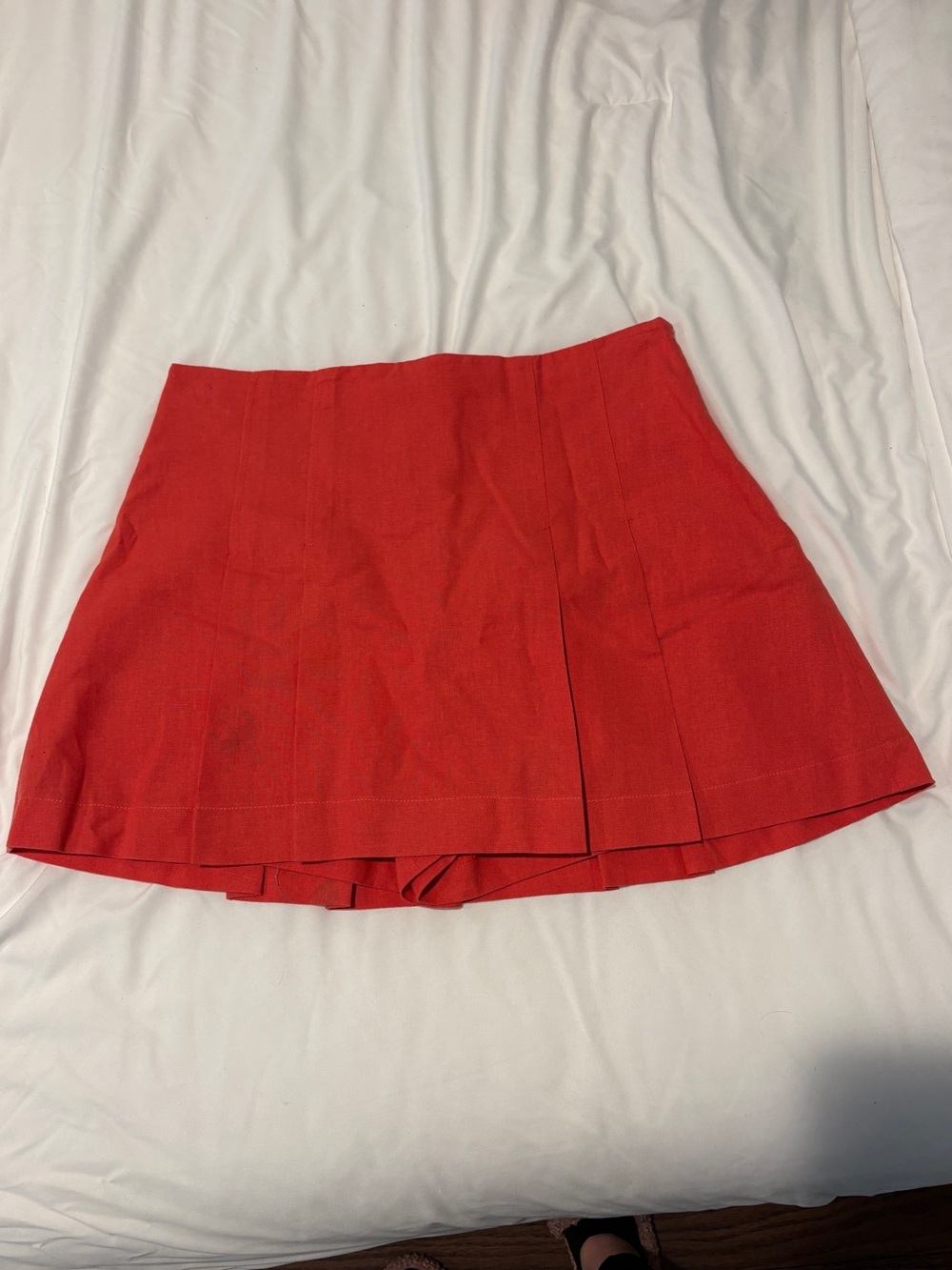 Zara Red Orange Women's Pleated Skort Shorts